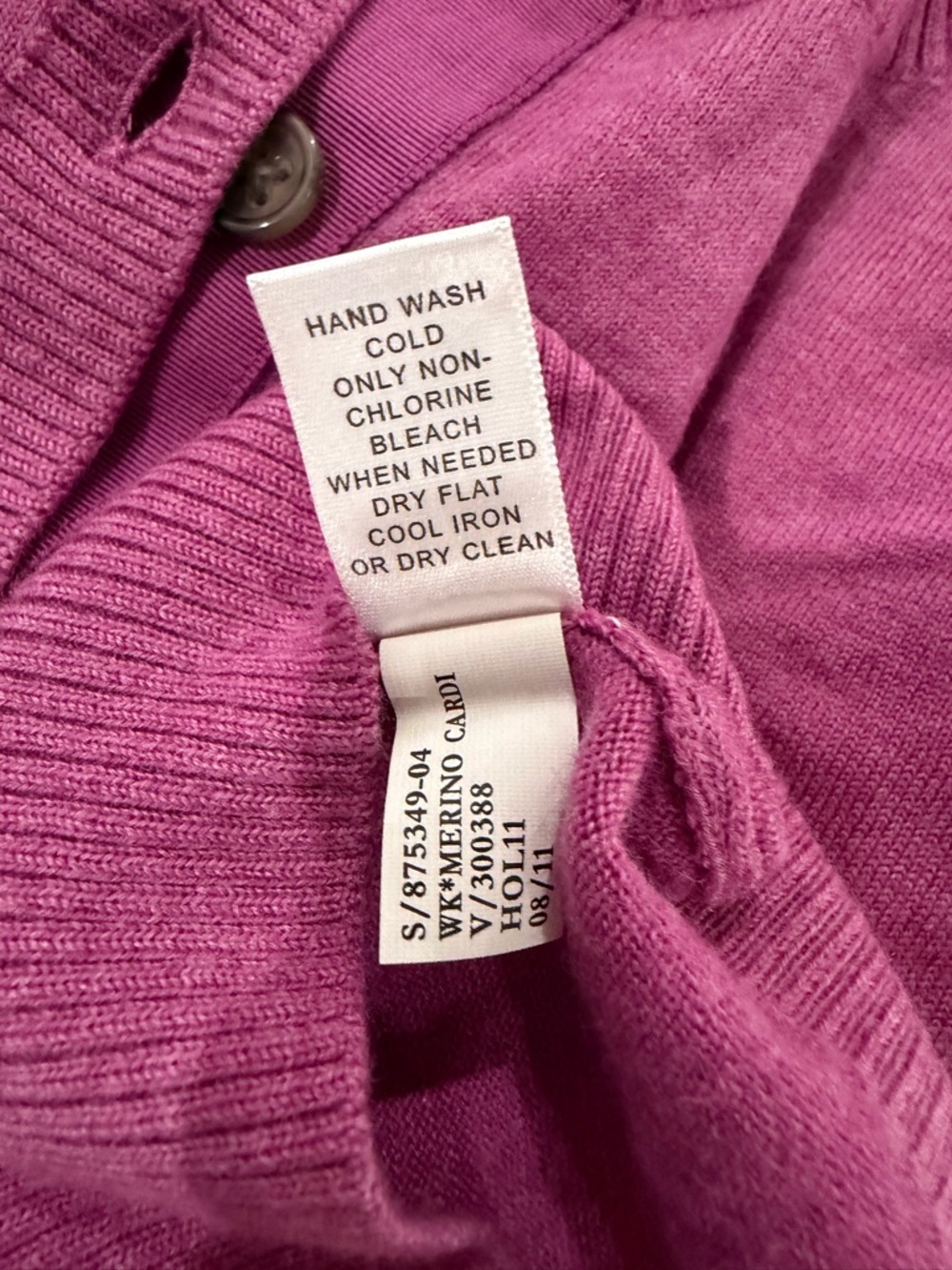 Banana Republic Fuchsia Pink Button-Front Merino Extra-Fine Wool Cardigan - Picture 8 of 11
